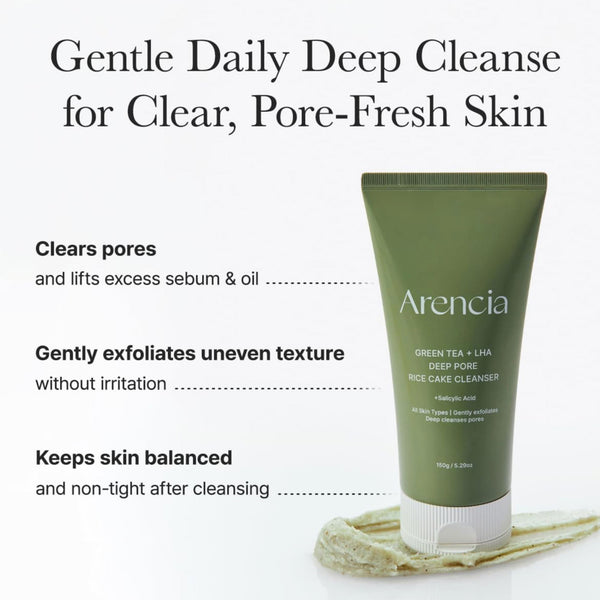 Green Tea + LHA Deep Pore Rice Cake Cleanser 150ml