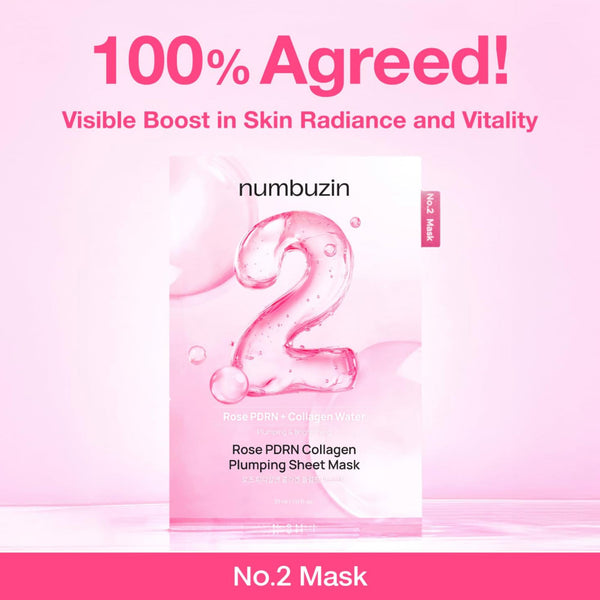 No.2 Rose PDRN Collagen Plumping Sheet Mask 4 masks
