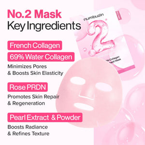 No.2 Rose PDRN Collagen Plumping Sheet Mask 4 masks